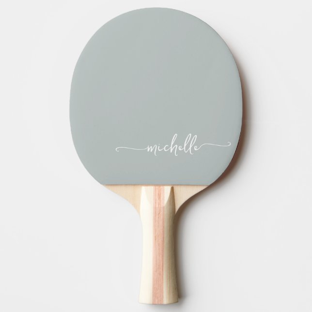 Raquete De Ping Pong Sage Verde Nome Personalizado Rótulo de Assinatura (Frente)