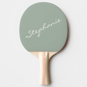 Raquete De Ping Pong Sage Verde Script Elegante Minimalista Moderno Nom