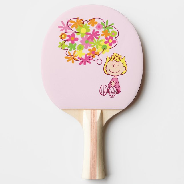 Raquete De Ping Pong Sally Pensando em Flores (Frente)