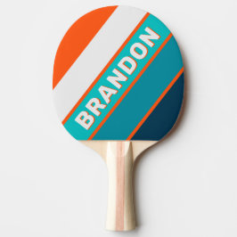 Raquete De Ping Pong Salva-Vidas Retro Negrito Listrado com Nome