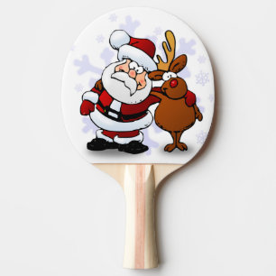 RAQUETE DE PING PONG SANTA CLAUS E RUDOLPH