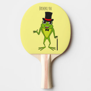 Raquete De Ping Pong Sapo engraçado com um desenho de chapéu superior