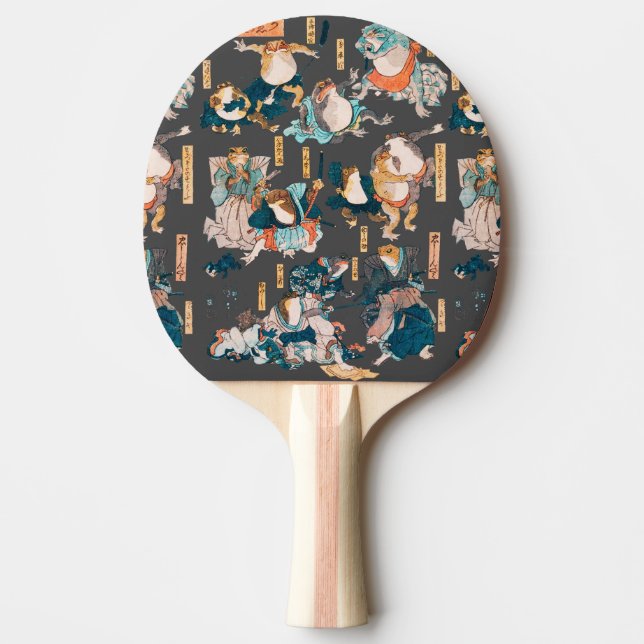 Raquete De Ping Pong Sapo japonês ukiyo-e Froggies (Frente)