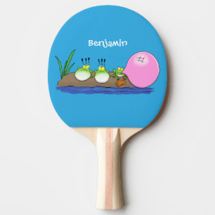 Raquete De Ping Pong Sapos engraçados bonitos ilustração de desenho ani