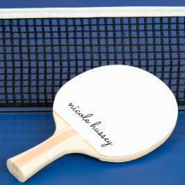 Raquete De Ping Pong Script Branco | Na moda Monograma Moderno Minimali