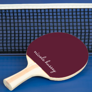 Raquete De Ping Pong Script Burgundy   Na moda Monograma Moderno