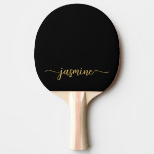 Raquete De Ping Pong Script de Assinatura de Nome Personalizado Preto D