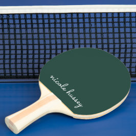 Raquete De Ping Pong Script Verde Esmeralda | Na moda Monograma Moderno