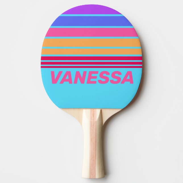 Raquete De Ping Pong Sea Glass Horizon Striping with Name (Frente)