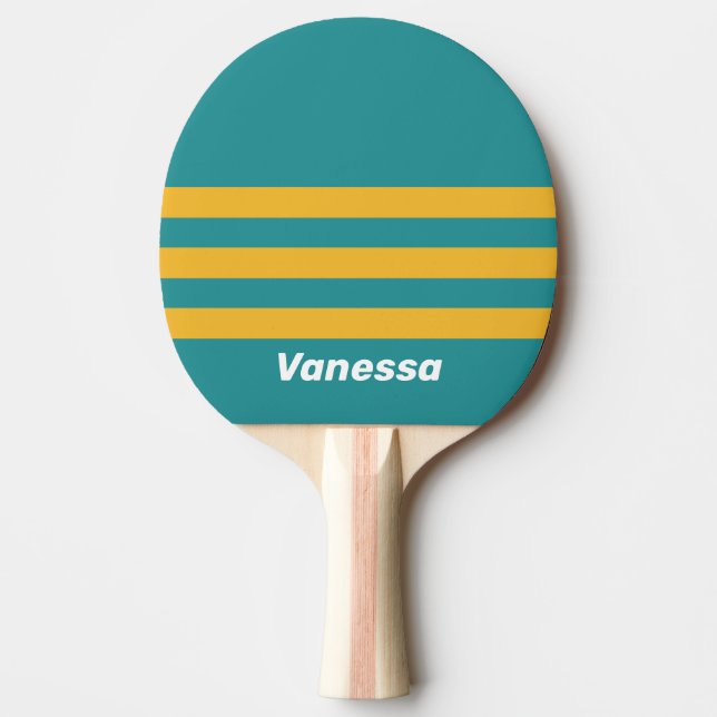 Raquete De Ping Pong Seashell Sunrise Across Striping with Name (Frente)
