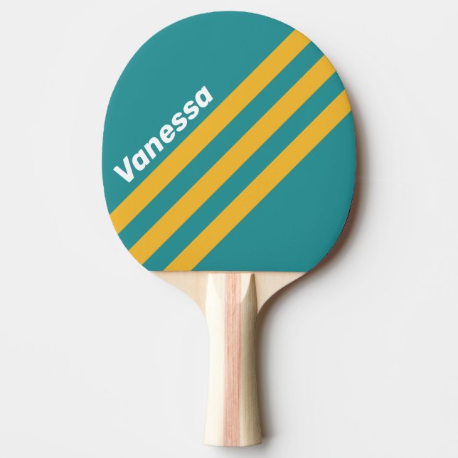 Raquete De Ping Pong Seashell Sunrise Angled Striping with Name (Frente)