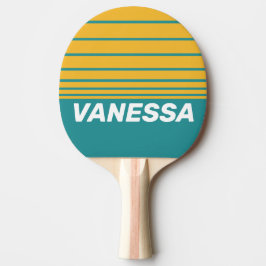 Raquete De Ping Pong Seashell Sunrise Horizon Striping with Name