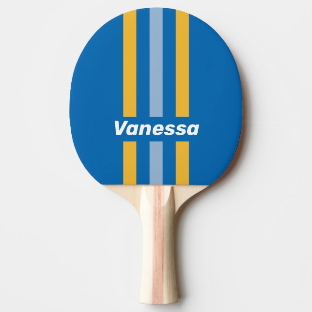 Raquete De Ping Pong Seaside Pin Stripes with Name (Frente)