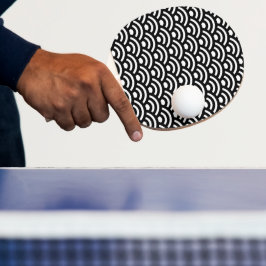 Raquete De Ping Pong Seigaiha, Waves, Japanese, Black and White