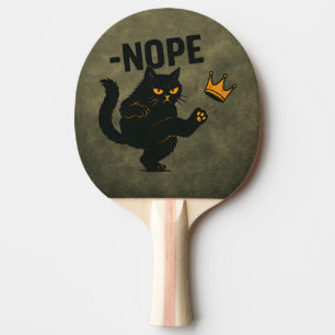 Raquete De Ping Pong Sem Reis Na América, Gato Negro Engraçado Coroa