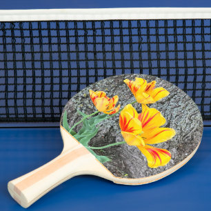 Raquete De Ping Pong Sequência de três tulipas amarelas /