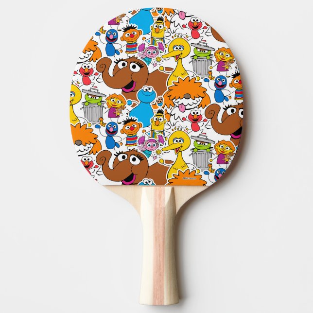 Raquete De Ping Pong Sesame Street Pals Doodley Pattern (Frente)
