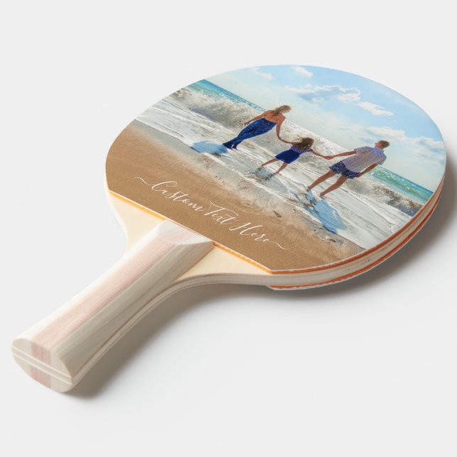 Raquete De Ping Pong Seu Pino de Pino de Foto com Texto Personalizado (Frente inclinada)