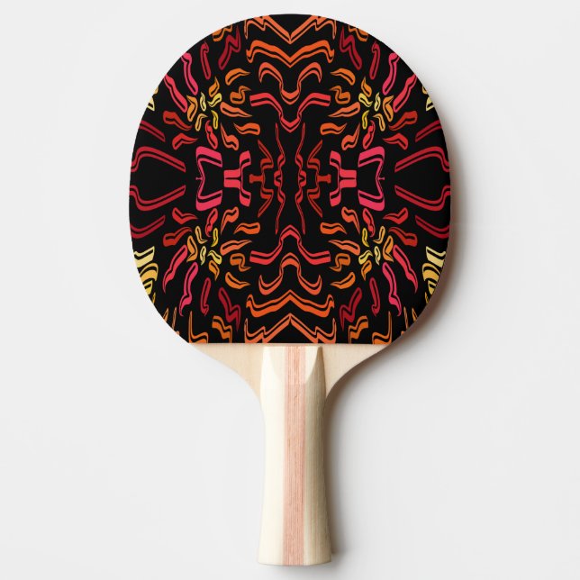 Raquete De Ping Pong Shades Of Orange Red Yellow Ribbon Art Design (Frente)