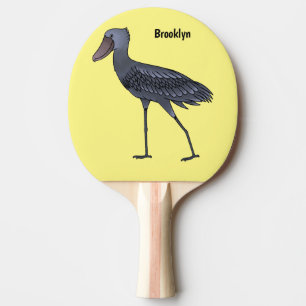 Raquete De Ping Pong Shoebill bird cartoon illustration 