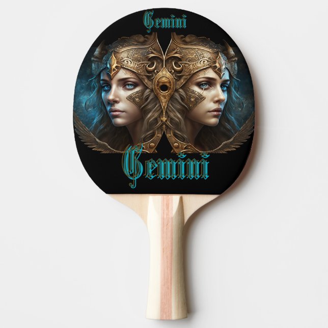 Raquete De Ping Pong Signo Zodíaco de Gêmeos (Frente)