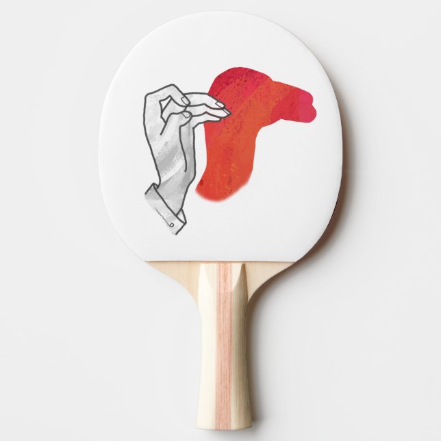 Raquete De Ping Pong Silhouette Camel Vermelho Mão (Frente)