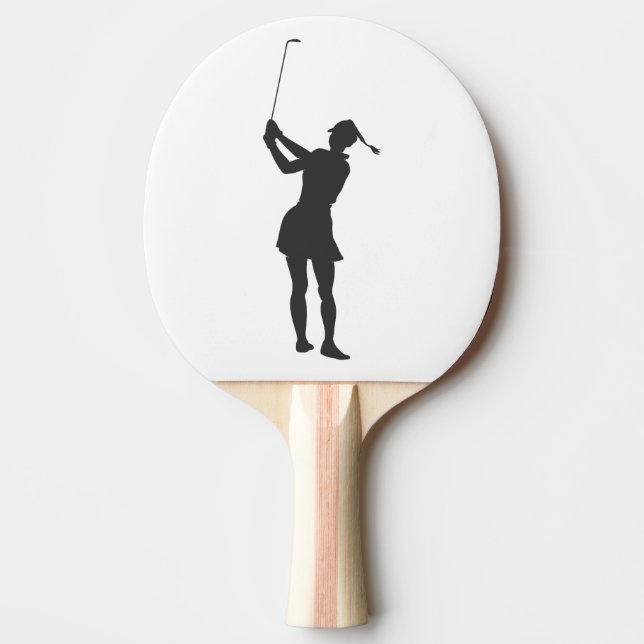 Raquete De Ping Pong Silhouette de uma mulher jogando golfe (Frente)