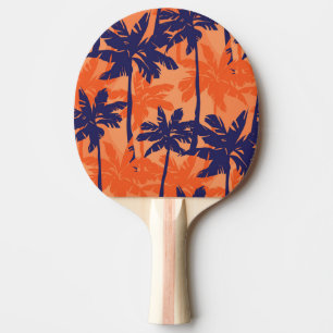 Raquete De Ping Pong Silhueta azul de palma, fundo laranja