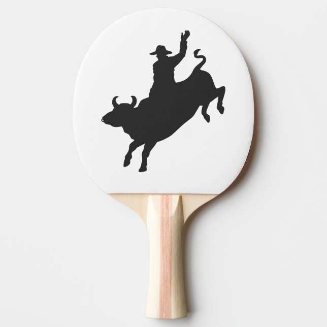 Raquete De Ping Pong Silhueta Rodeo Bull Ride (Frente)