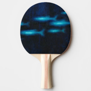 Raquete De Ping Pong Silhuetas de Peixes Azuis Translúcidos