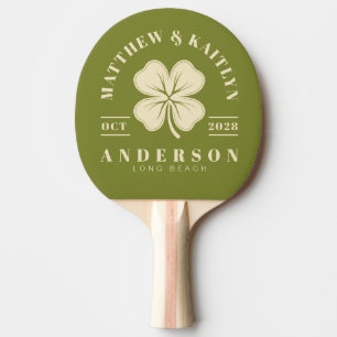 Raquete De Ping Pong Símbolo de Casamento do Trevo Irlandês da Sorte Ve