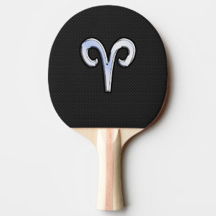 Raquete De Ping Pong Símbolo de Cromo Silver Como Aries Zodiodato