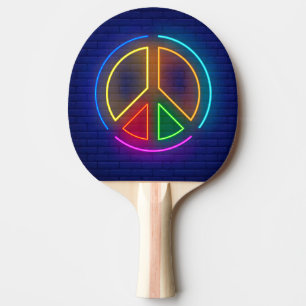 Raquete De Ping Pong Símbolo de sinal de paz neon multicolor