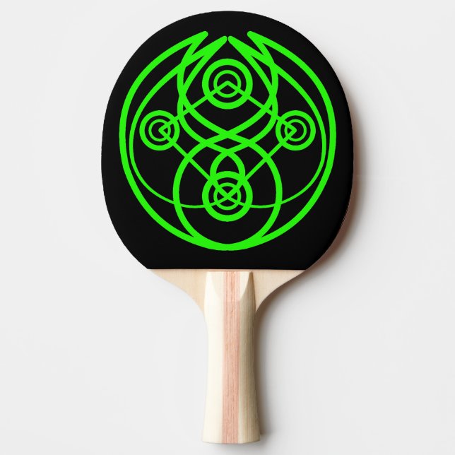 Raquete De Ping Pong Símbolo Elétrico Verde Circular E Vinculado (Frente)