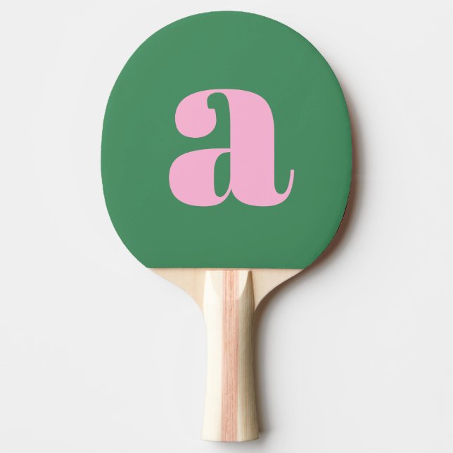 Raquete De Ping Pong Simple Summer Pink Green Retro Monogram Initial (Frente)
