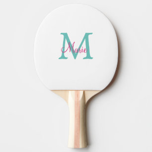 Raquete De Ping Pong simples adicionar nome monograma verde rosa azul t
