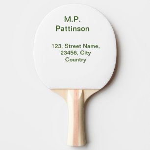 Raquete De Ping Pong Simples minimal verde adicione seu texto nome foto
