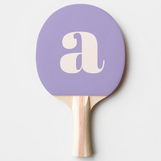 Raquete De Ping Pong Simples Monograma Inicial Retro Negrito Lilás Roxo (Frente)