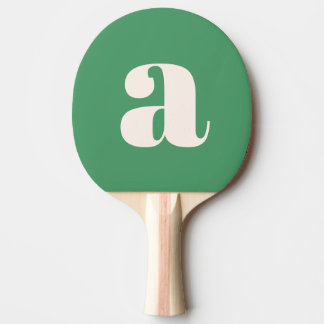 Raquete De Ping Pong Simples Monograma Inicial Retro Verde de Verão em