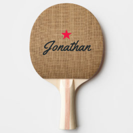 Raquete De Ping Pong Sinal Vintage de Estrela em Sacaria Marrom