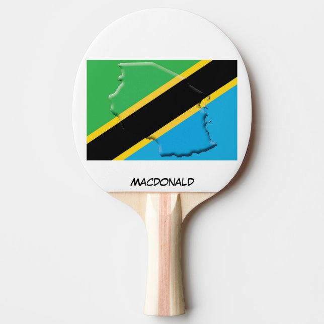 Raquete De Ping Pong SINALIZAÇÃO TANZÂNIA E MAPA Personalizados (Frente)