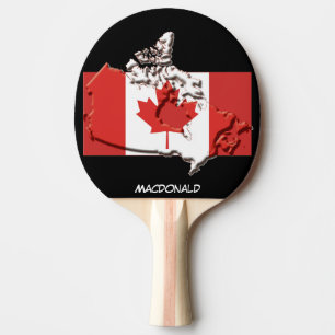 Raquete De Ping Pong SINALIZADOR CANADÁ e MAP preto personalizado