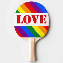 Raquete De Ping Pong Sinalizador LGBTQ+ Arco-íris com Amor pelo Mês do