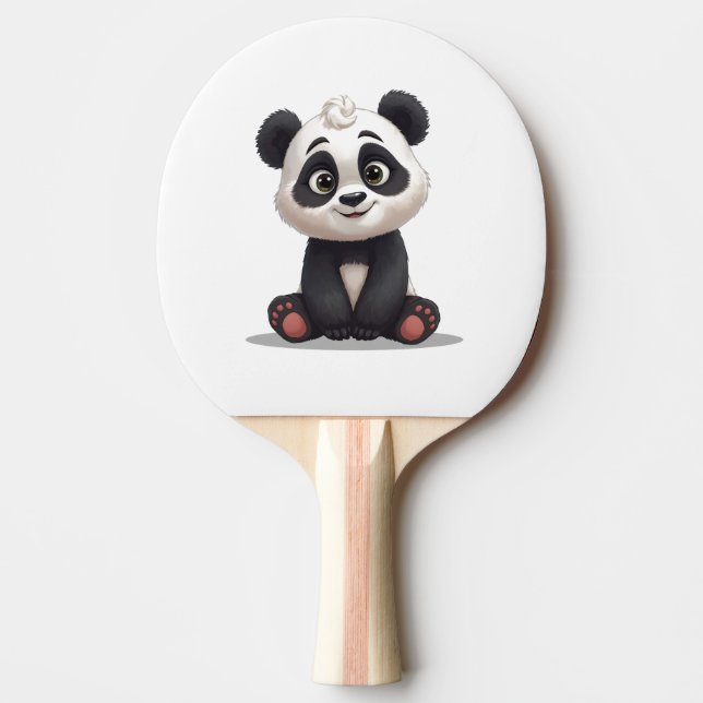 Raquete De Ping Pong Sitting Panda Bear Cartoon Illustration Artwork (Frente)