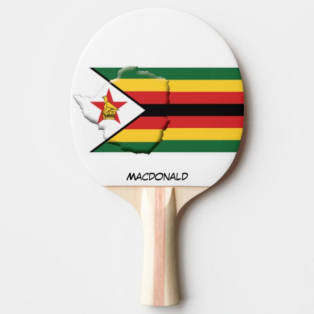 Raquete De Ping Pong SLAG E MAPA DO ZIMBABUÉ Personalizados (Frente)