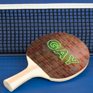 Raquete De Ping Pong SlipperyJoe sinal gay neon iluminado brilhante vív