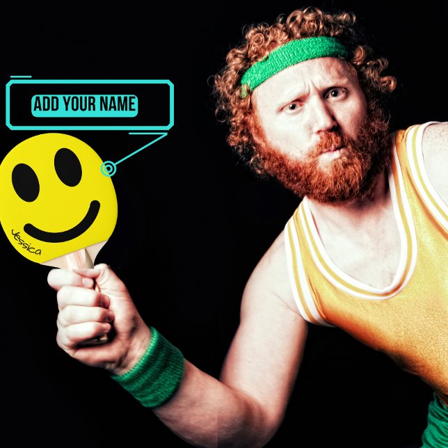 Raquete De Ping Pong Smiley face Ping Pong Paddle (Add a dose of pure joy to your game with this set of paddles that can be personalized.)
