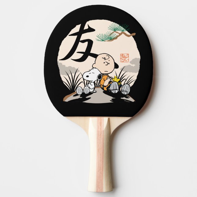 Raquete De Ping Pong Snoopy, Charlie Brown e Woodstock - Amigo (Frente)