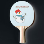 Raquete De Ping Pong Snowman. Merry Christmas.<br><div class="desc">Alegria do natal em seu lar. Boneco de neve fofo.</div>