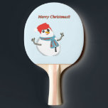 Raquete De Ping Pong Snowman. Merry Christmas.<br><div class="desc">Alegria do natal em seu lar. Boneco de neve fofo.</div>